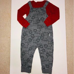 Lion Overall & Long-Sleeve Shirt Set